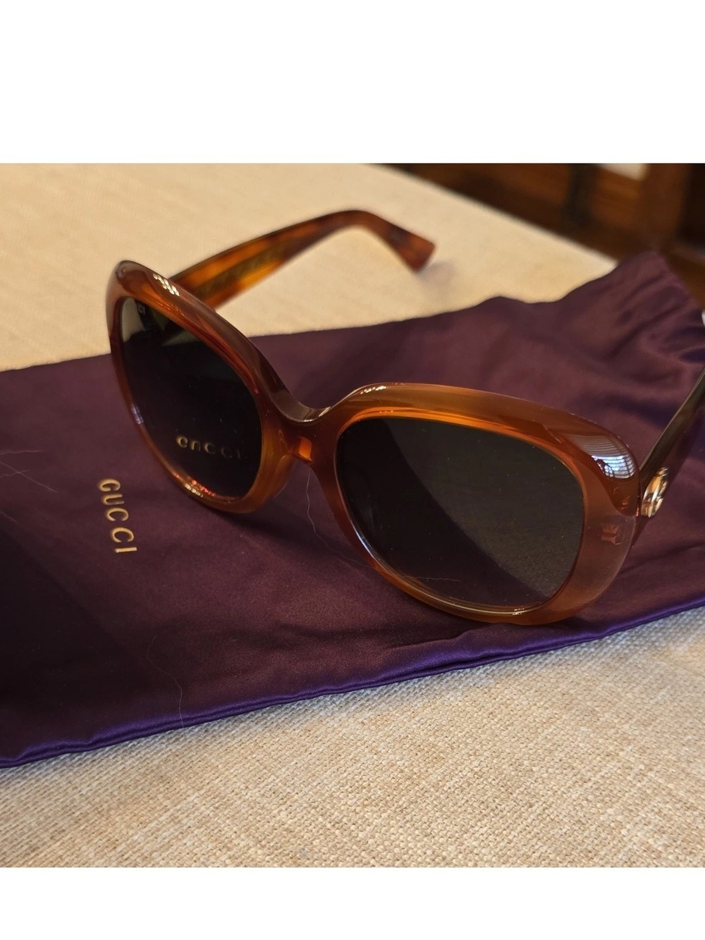 Gucci Amber Brown Oversized Oval Sunglasses - Picture 4 of 4
